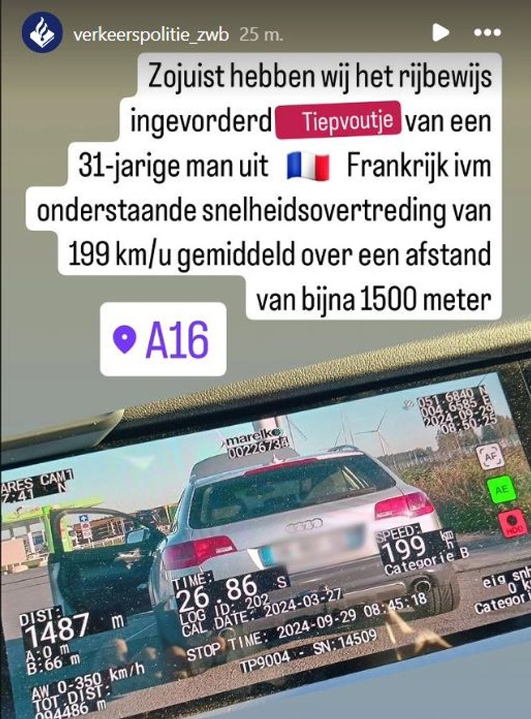 Foto: Instagram verkeerspolitie Zeeland-West-Brabant