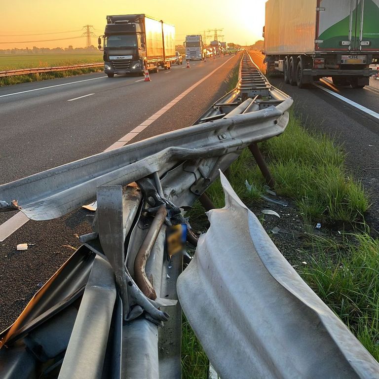 Het ongeluk op de A29 bij Oud-Beijerland gebeurde rond halfzes (foto: X/Rijkswaterstaat).