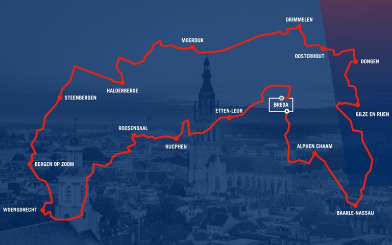 Het parcours van de derde etappe van de Vuelta 2022 met start en finish in Breda