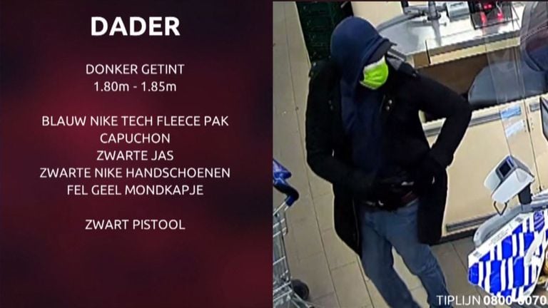 Overvaller trekt pistool bij overval van ALDI-filiaal (foto: politie).