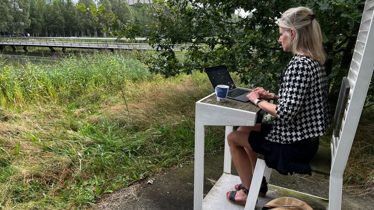 Marieke van Beurden aan het werk op de High Tech Campus (foto: Rogier van Son).