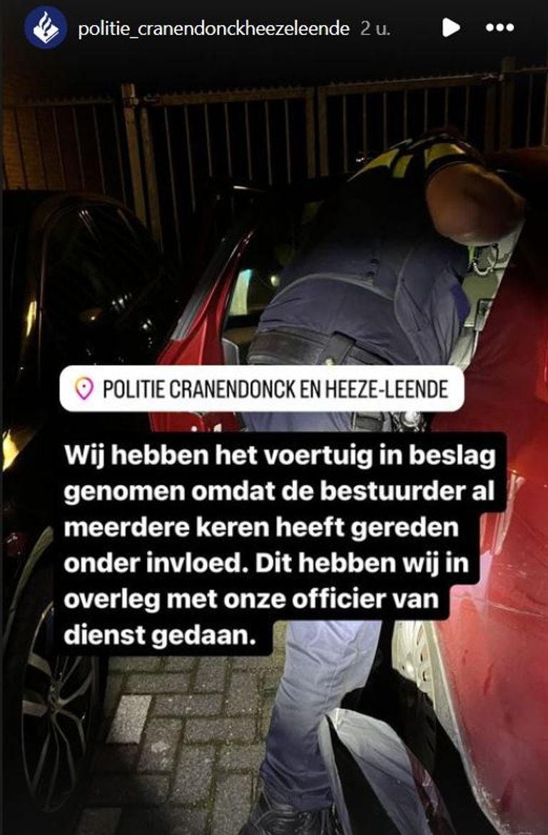 Foto: Instagram politie Cranendonck-Heeze-Leende