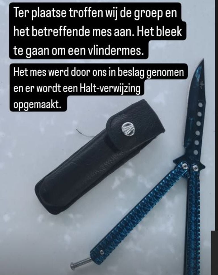 Het vlindermes is in beslag genomen (foto: Instagram politie Eindhoven).